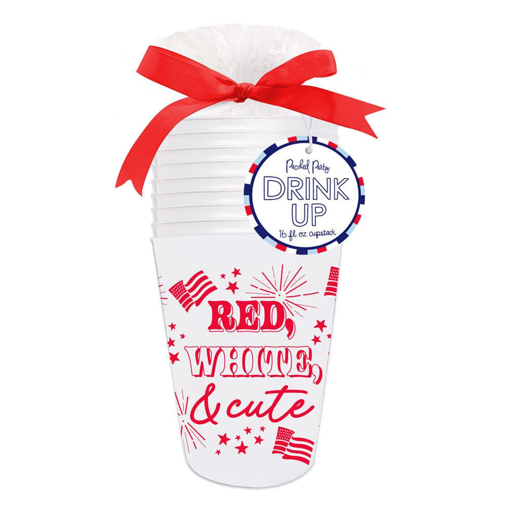 Red, White, & Cute Patriotic Reusable Party Cups (Set of 10)