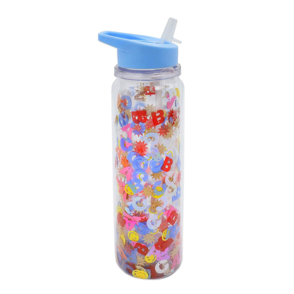 Little Letters Confetti Water Bottle with Straw