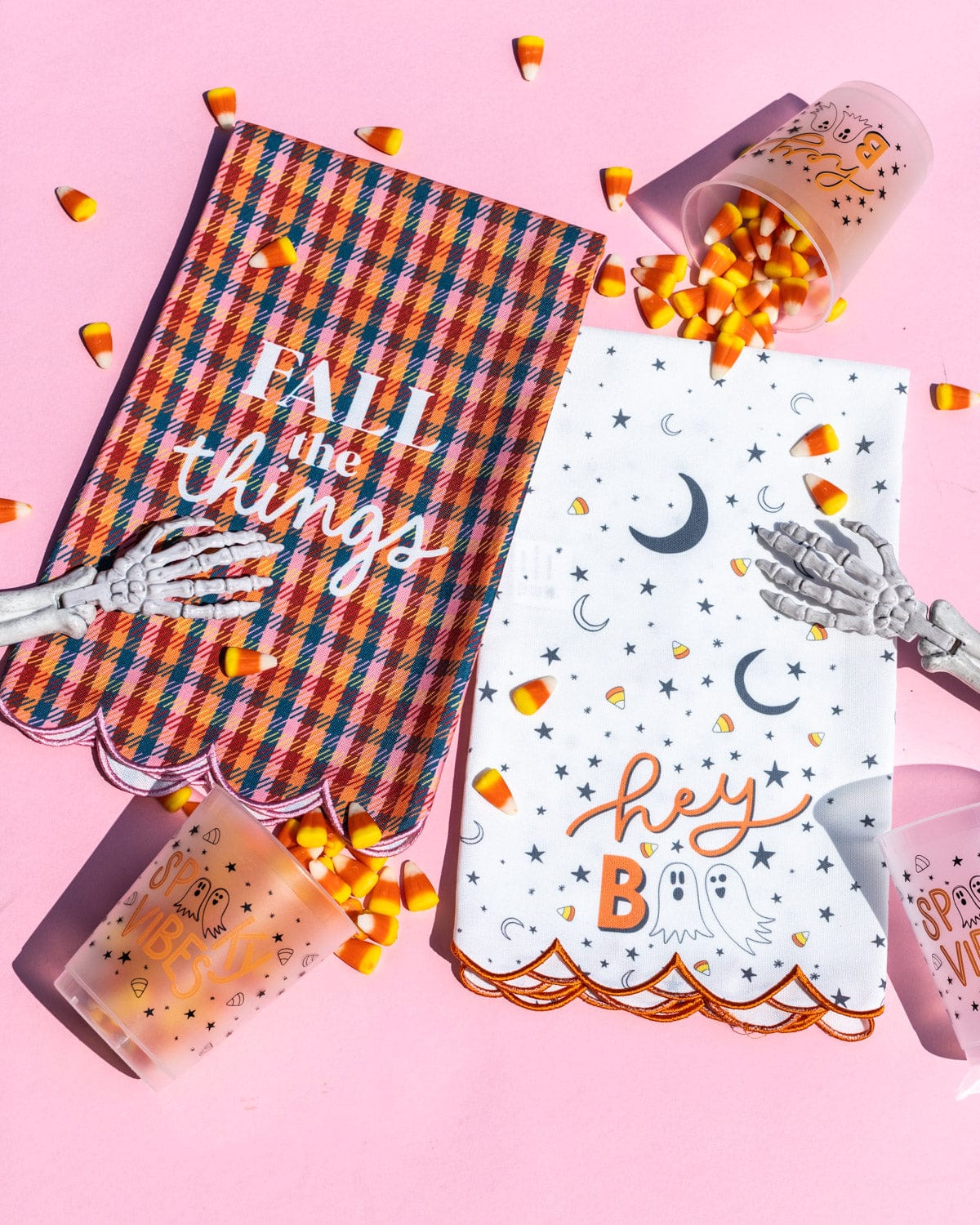 'Hey Boo' Cotton Halloween Tea Towel