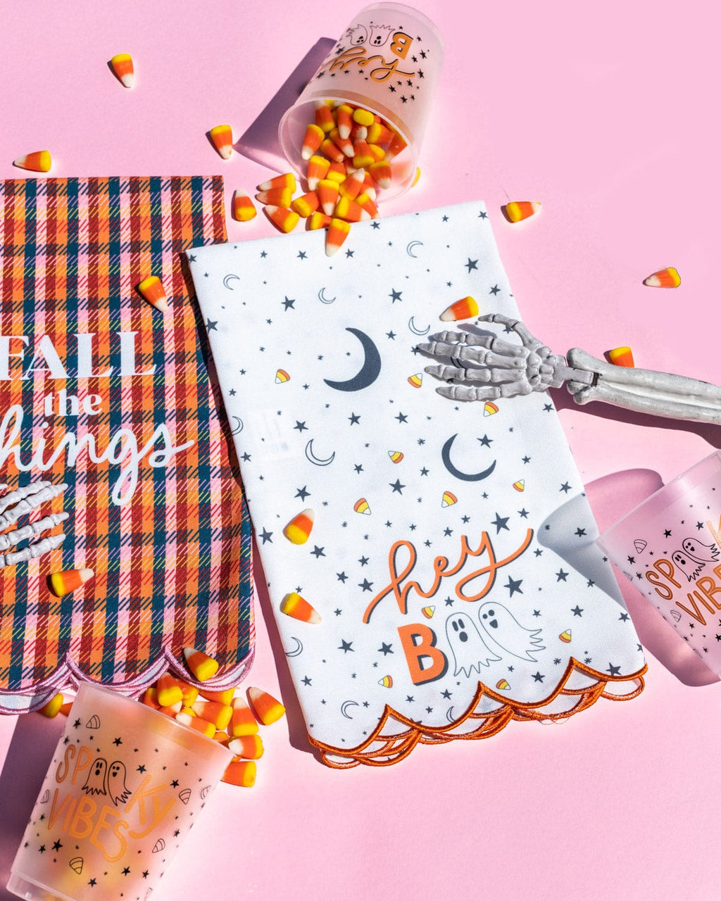 'Hey Boo' Cotton Halloween Tea Towel