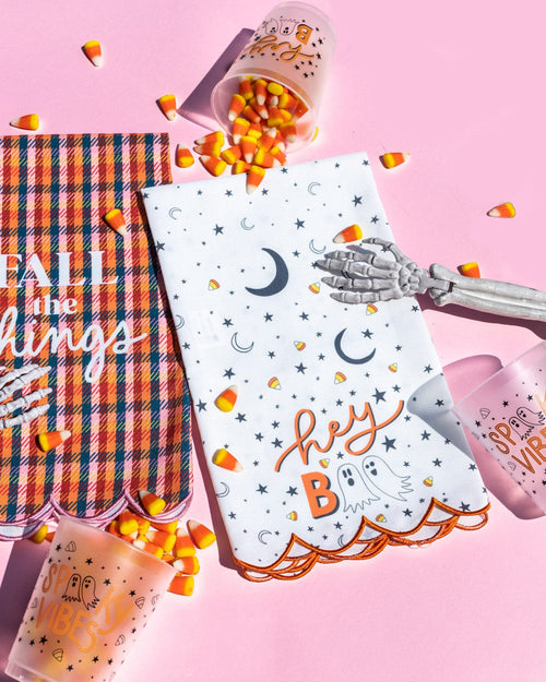 'Hey Boo' Cotton Halloween Tea Towel