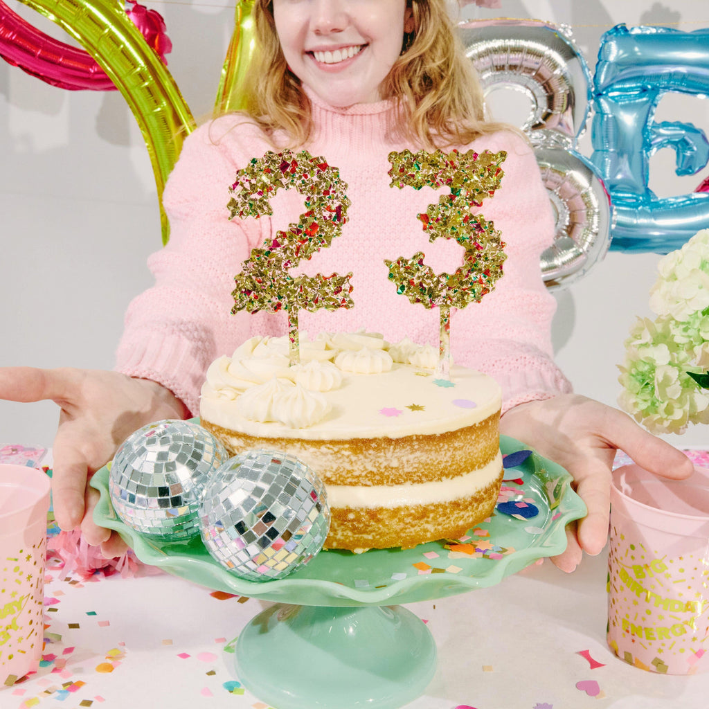Gold Confetti Number Cake Toppers: 0-9