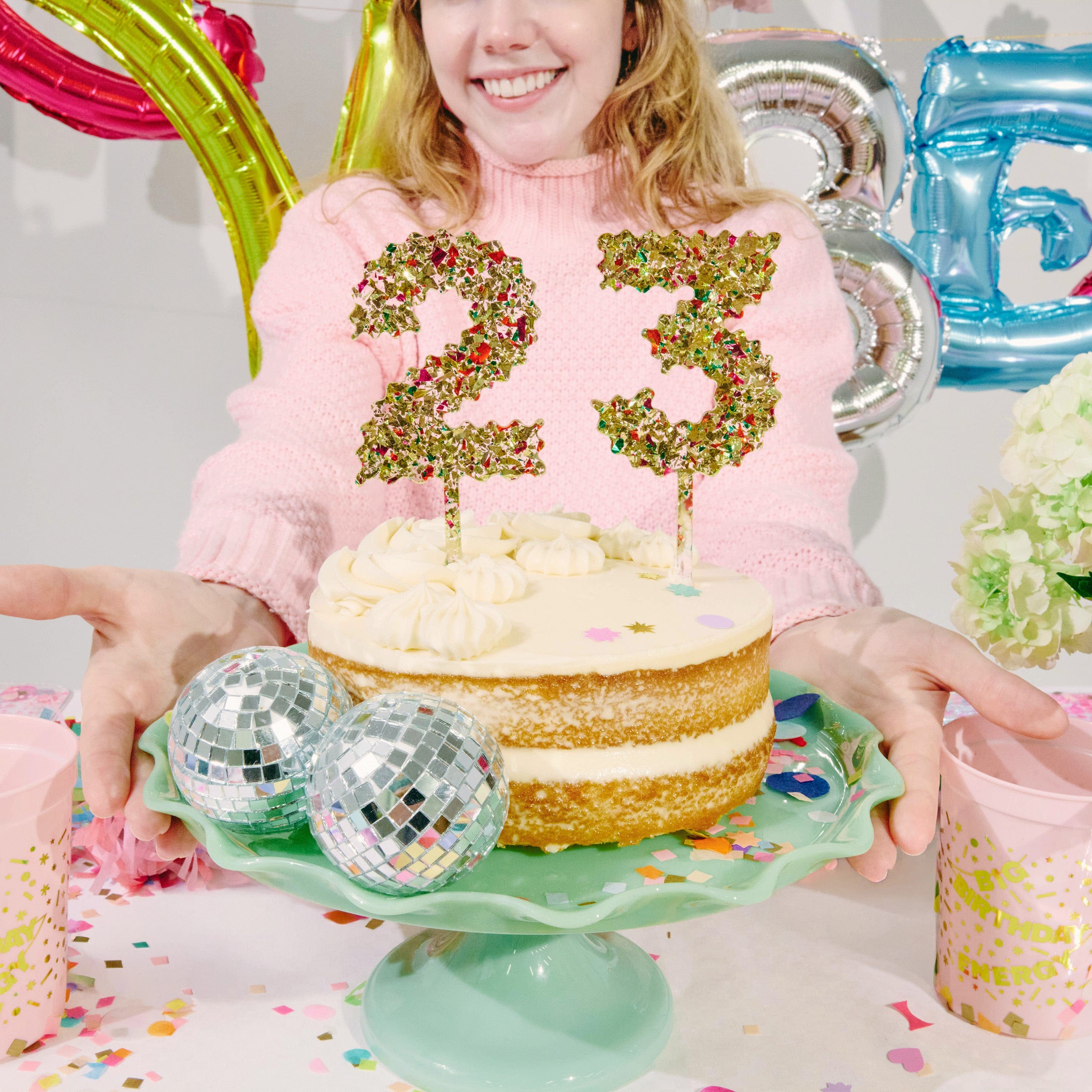 Gold Confetti Number Cake Toppers: 0-9