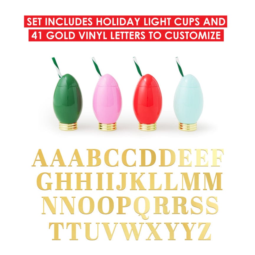 Customizable Holiday Christmas Light Sippers (Set of 4 or Set of 24)