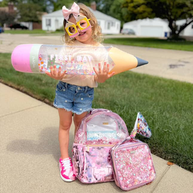 Pink Bow Confetti Backpack
