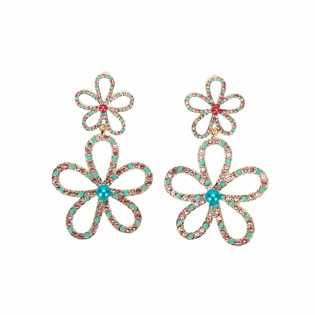 Flower Power Rhinestone Earrings