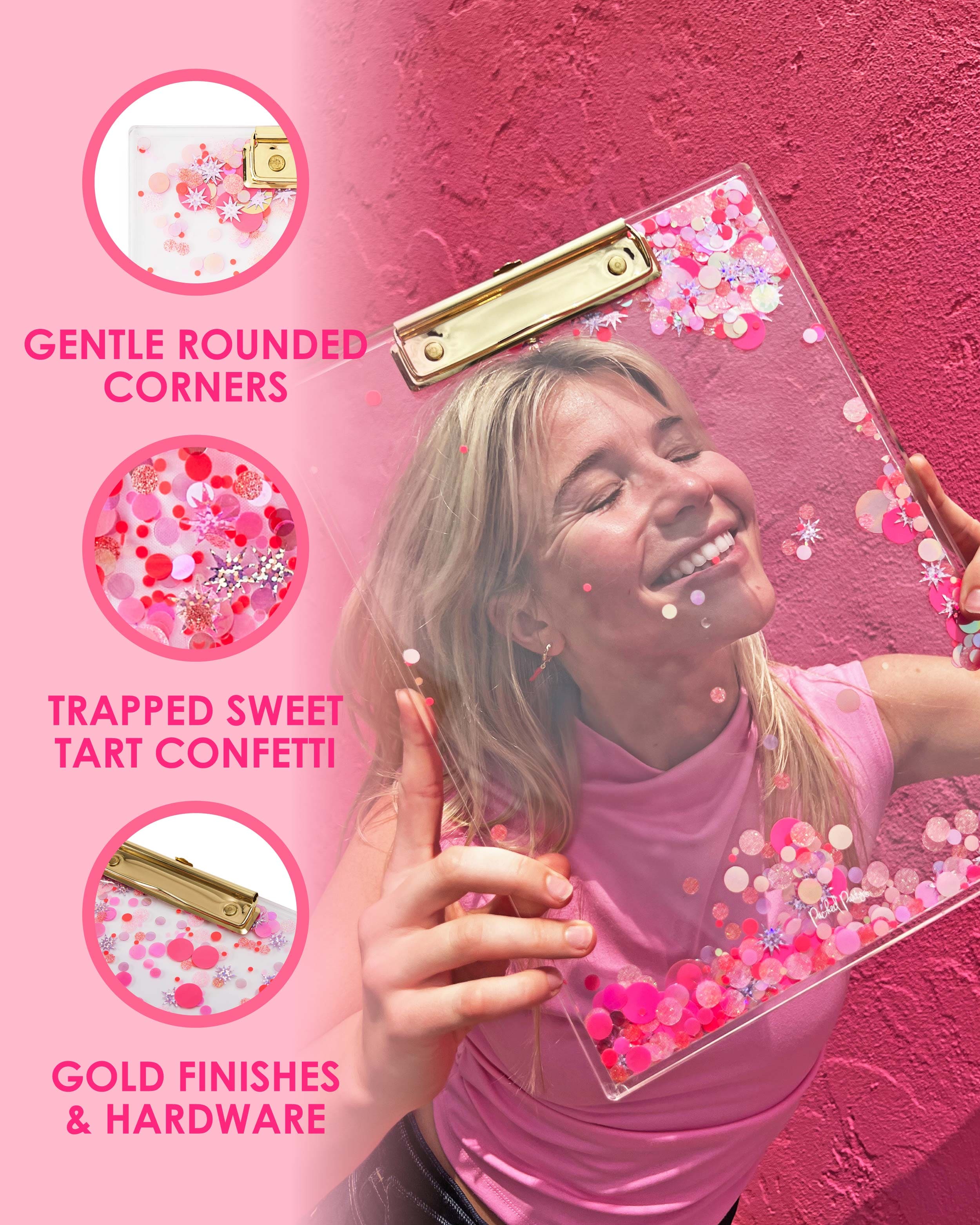 Pink Confetti Acrylic Clipboard