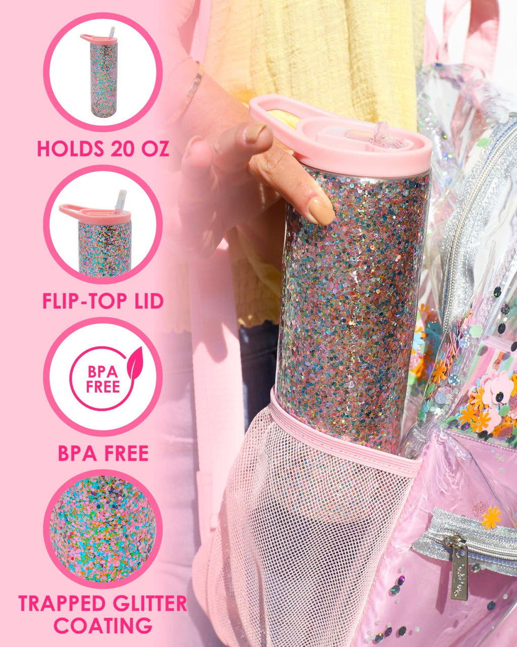 Glitter Stainless Steel Tumbler with Straw