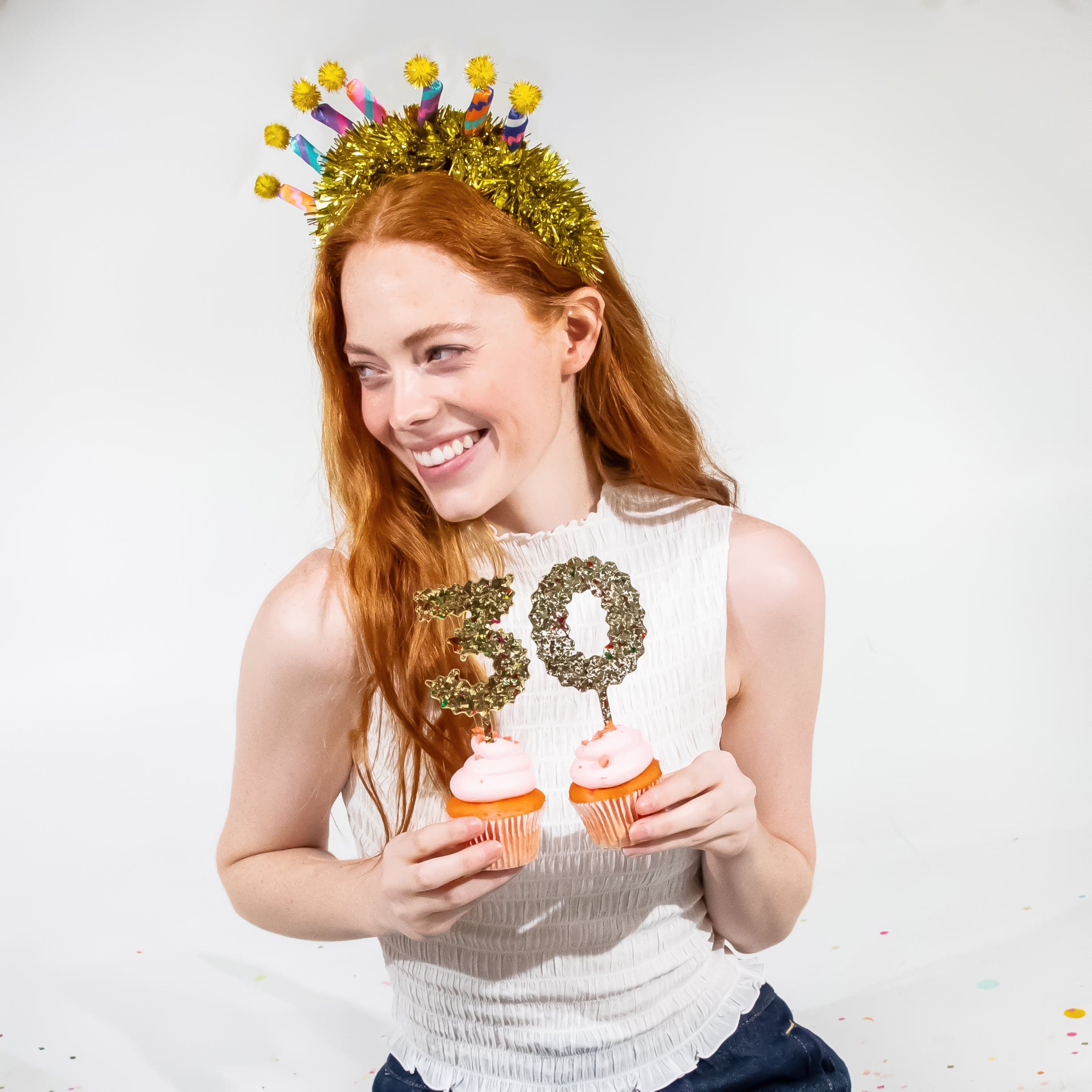 Gold Confetti Number Cake Toppers: 0-9