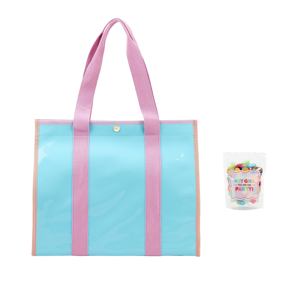 Color Block Vinyl Tote Bag