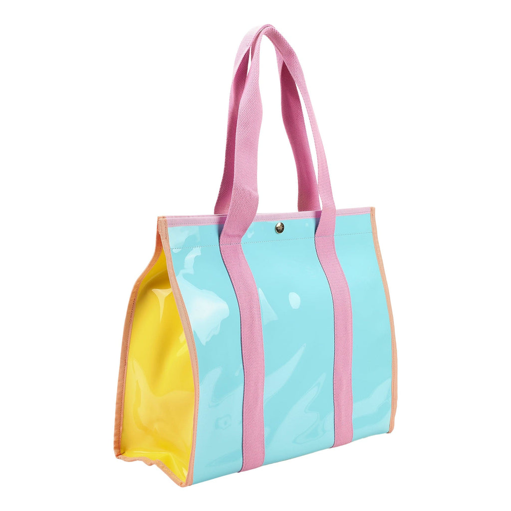 Color Block Vinyl Tote Bag