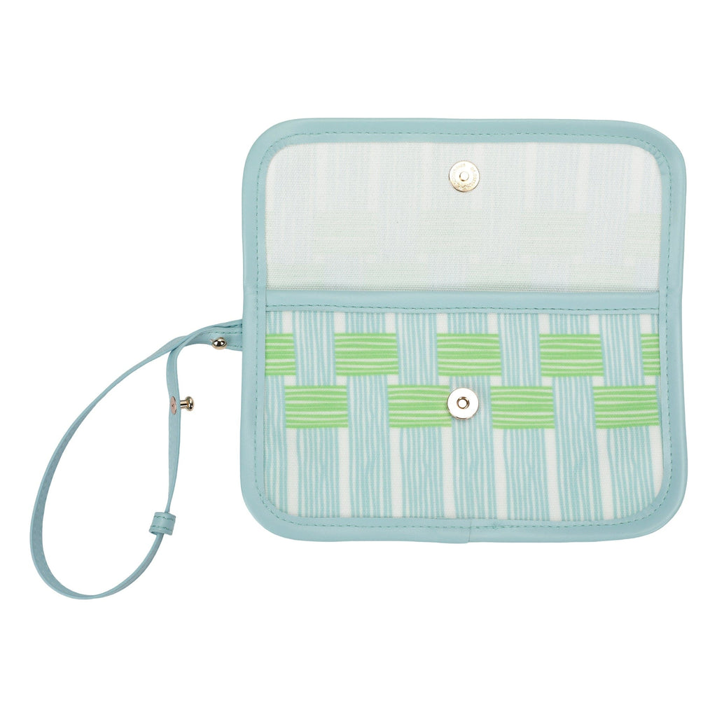 Blue Lattice Oversized Tote with Wallet