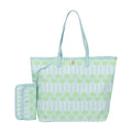 Blue Lattice Oversized Tote with Wallet