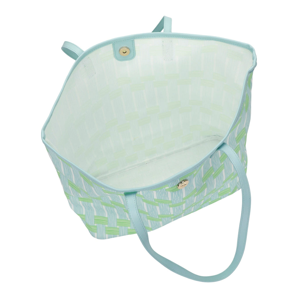 Blue Lattice Oversized Tote with Wallet