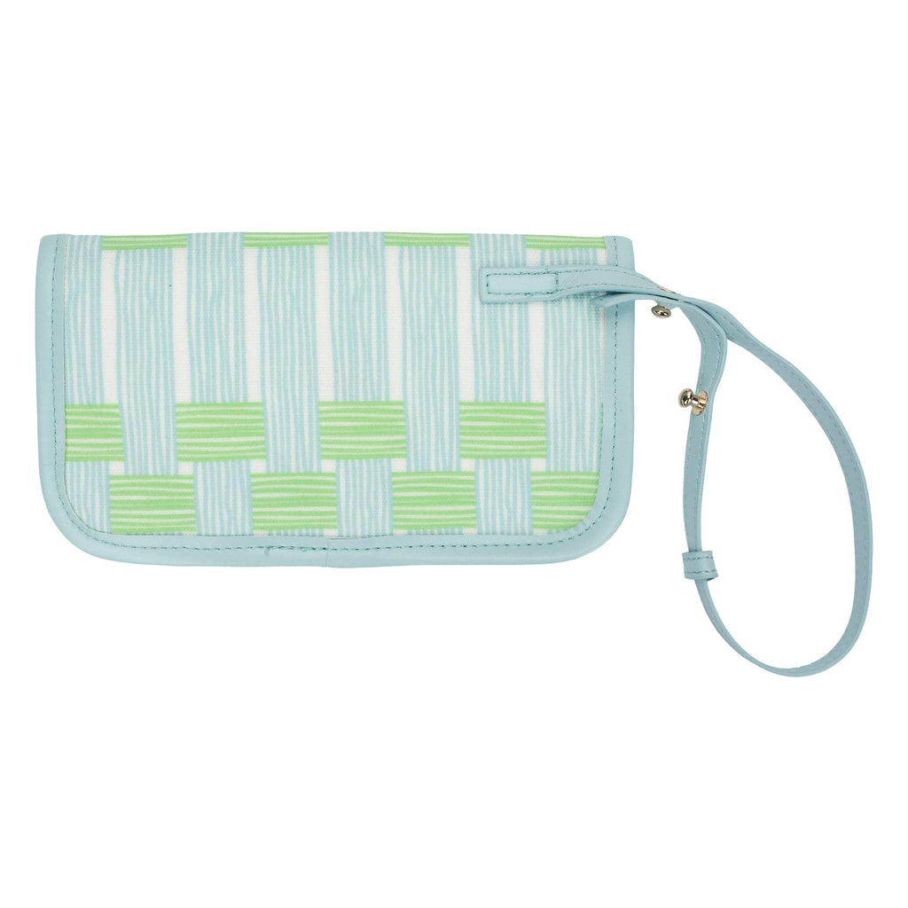 Blue Lattice Oversized Tote with Wallet