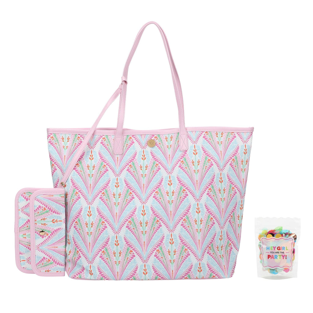 Petals & Plumes Oversized Tote Bag with Wallet