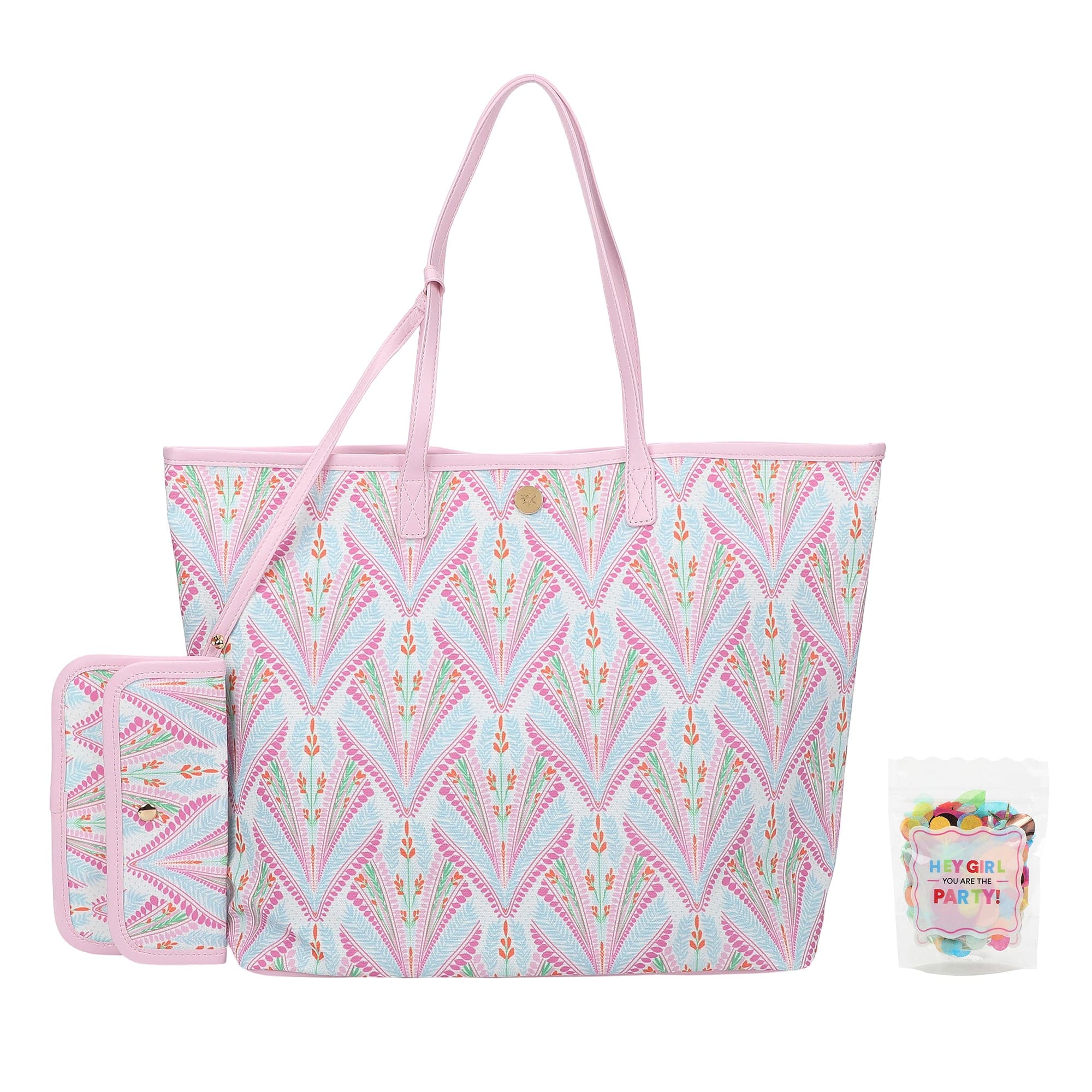 Petals & Plumes Oversized Tote Bag with Wallet