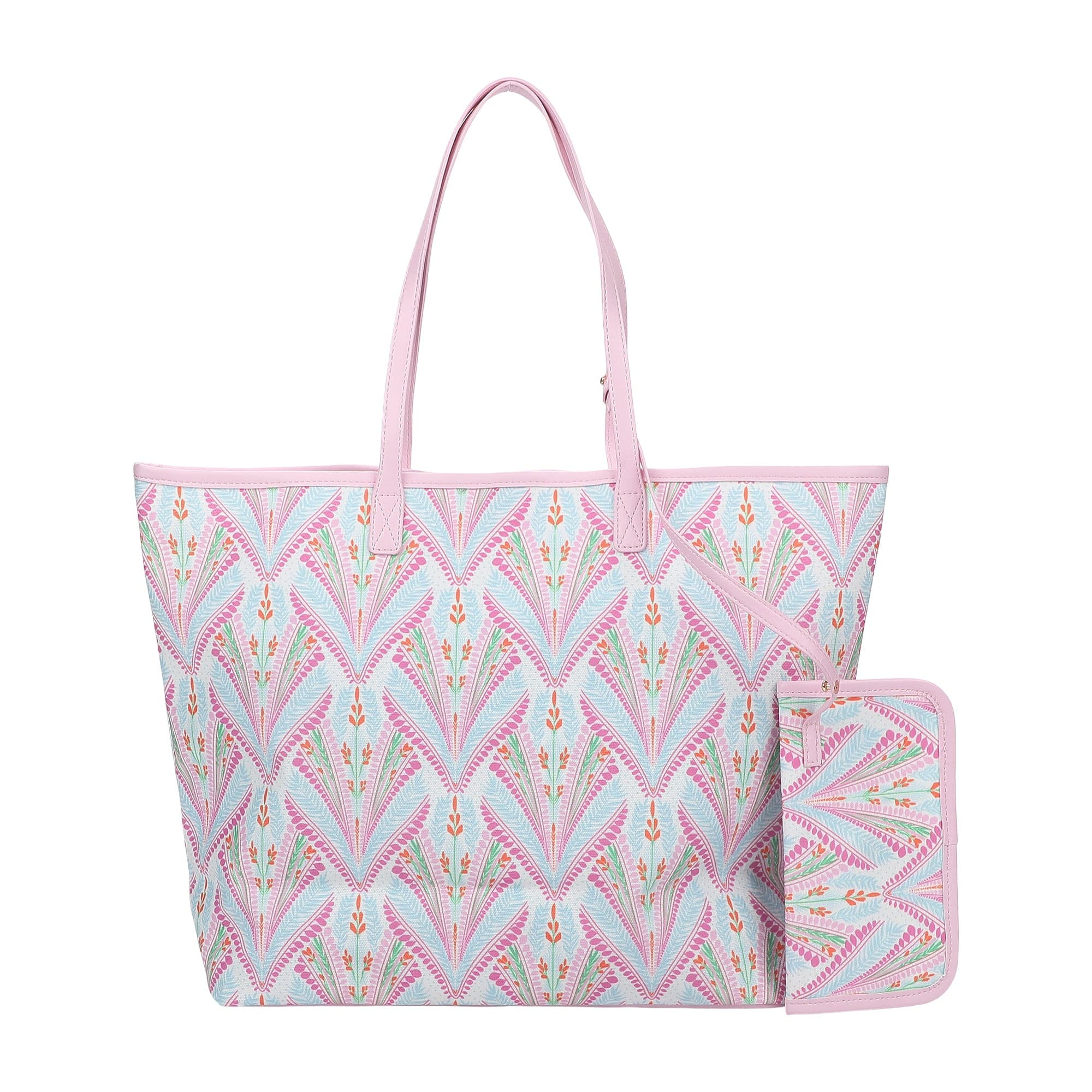 Petals & Plumes Oversized Tote Bag with Wallet