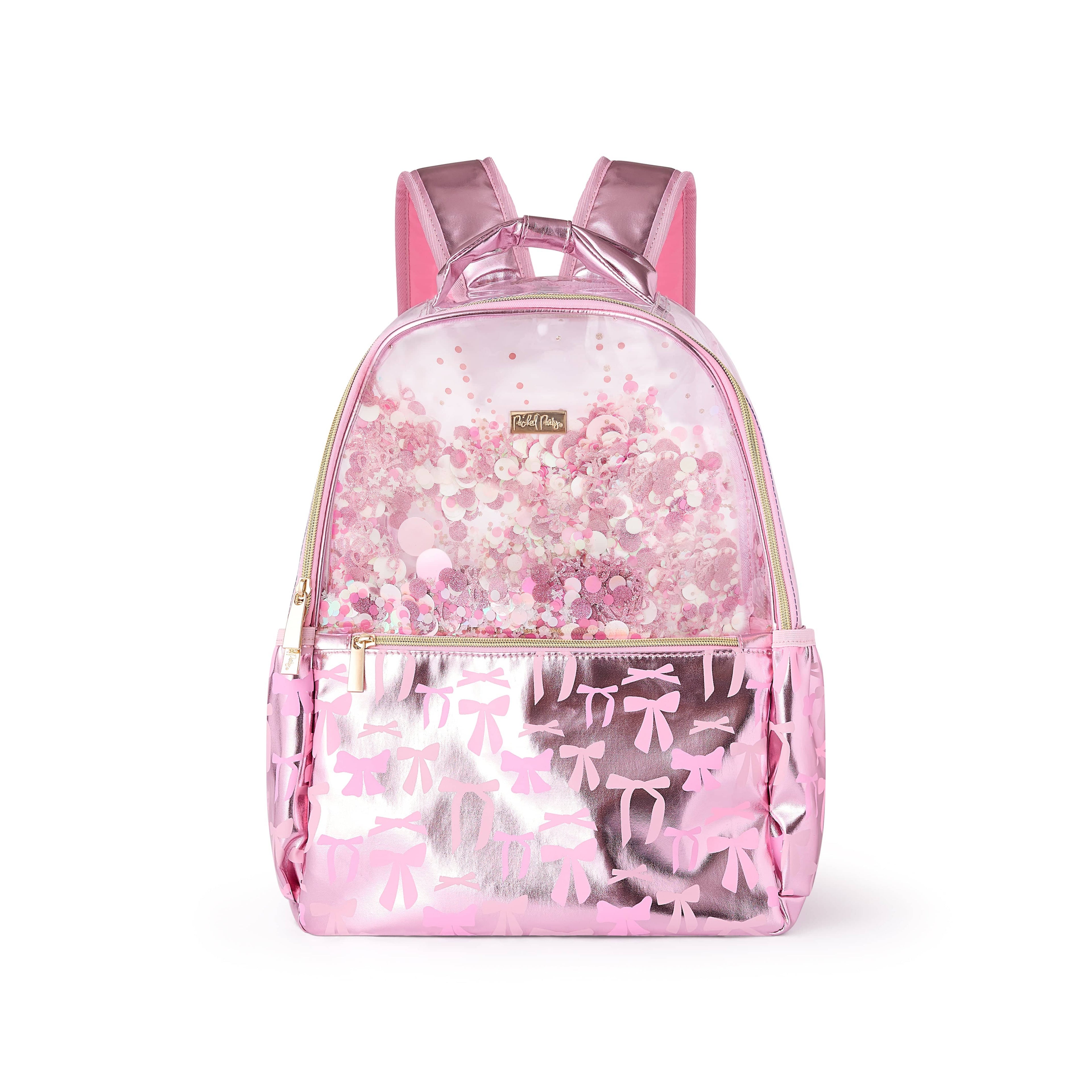 Pink Confetti Bows Backpack Bundle (Backpack, Lunchbox & Pouch)