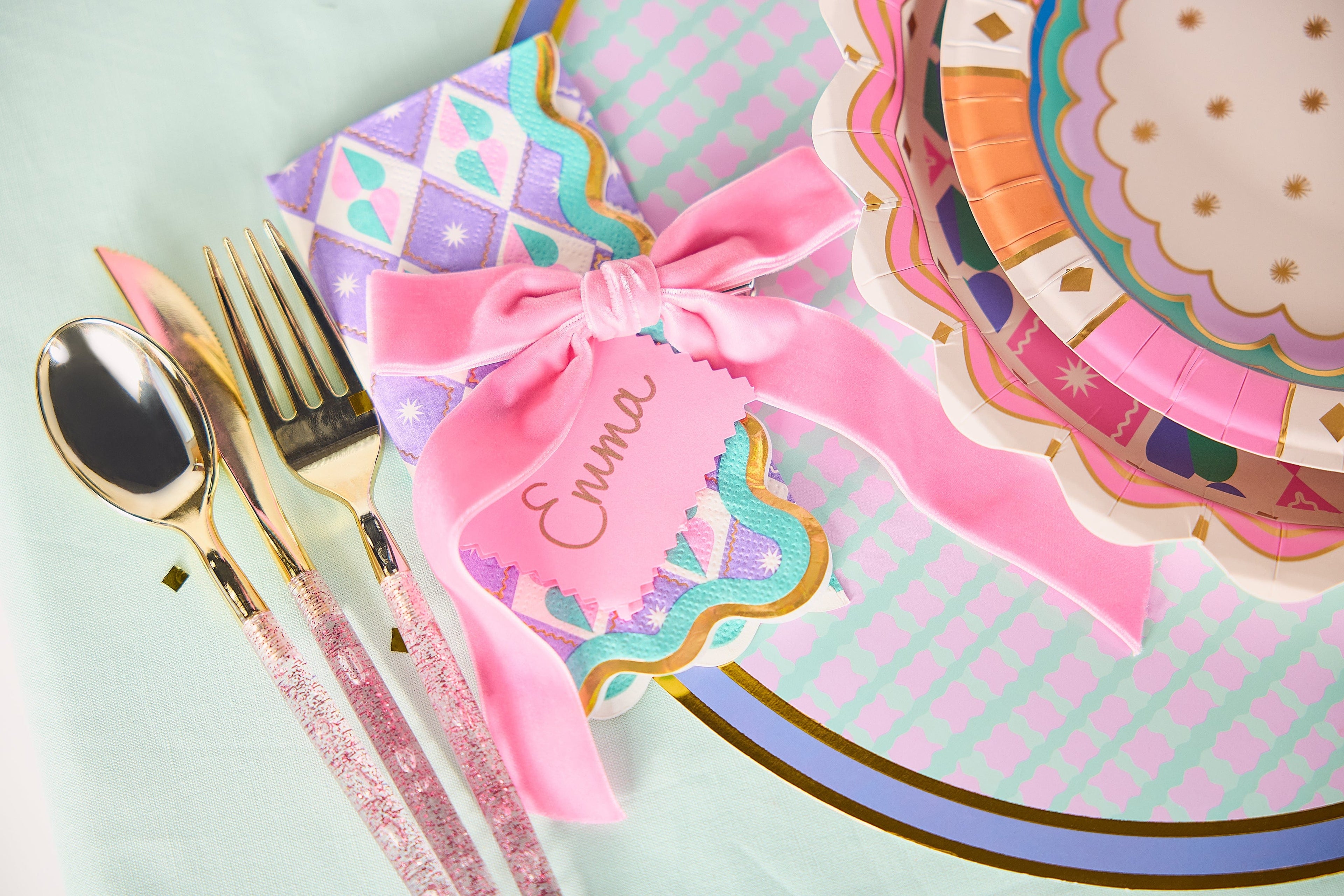 Pink Velvet Clip-On Bow Set (5 count)