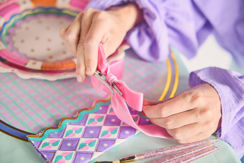 Pink Velvet Clip-On Bow Set (5 count)