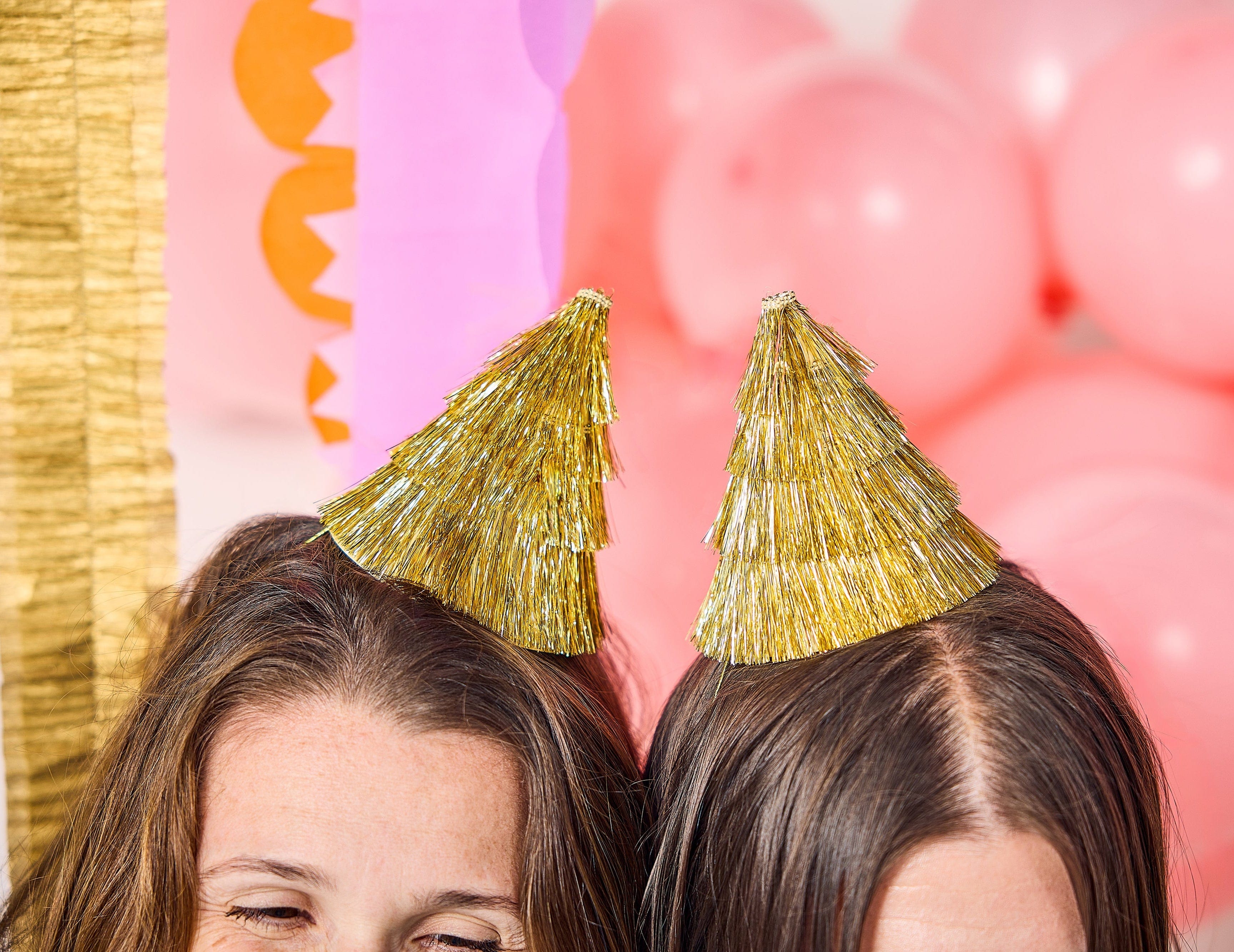 Mini Gold Fringe Party Hats (set of 4)