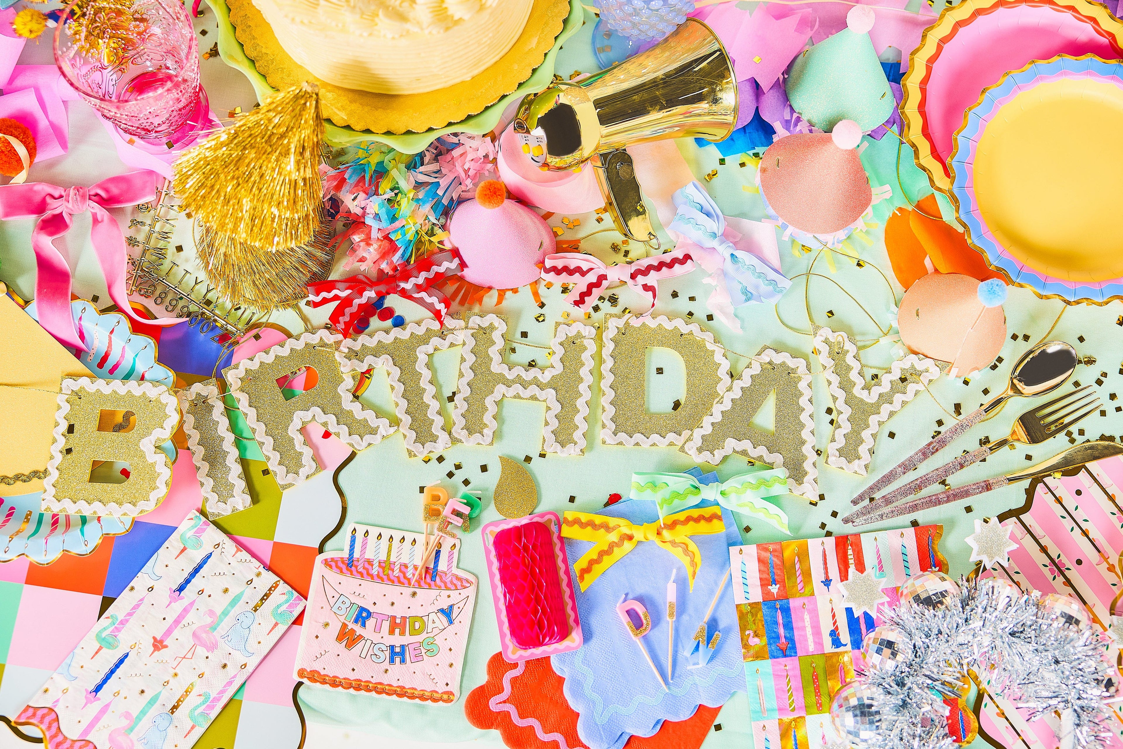 Happy Birthday Gold Shimmer Banner (Reusable Garland)