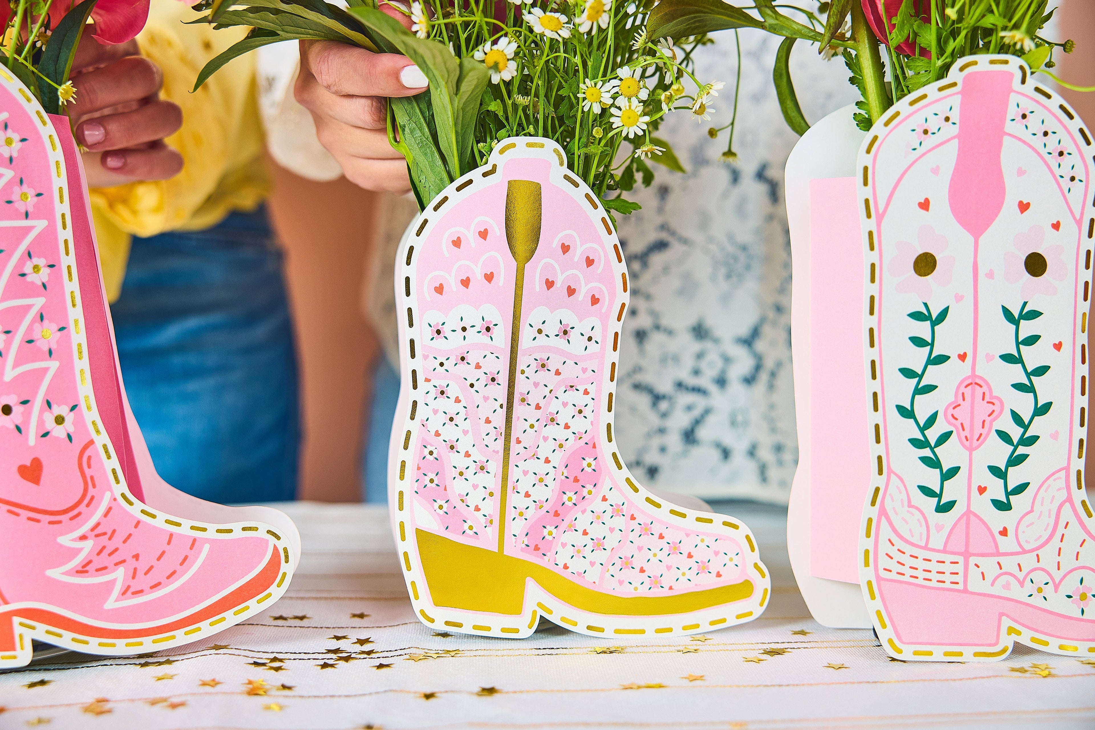 Boot Scoot Blooms Pop-Up Vase Slip Covers (set of 3)