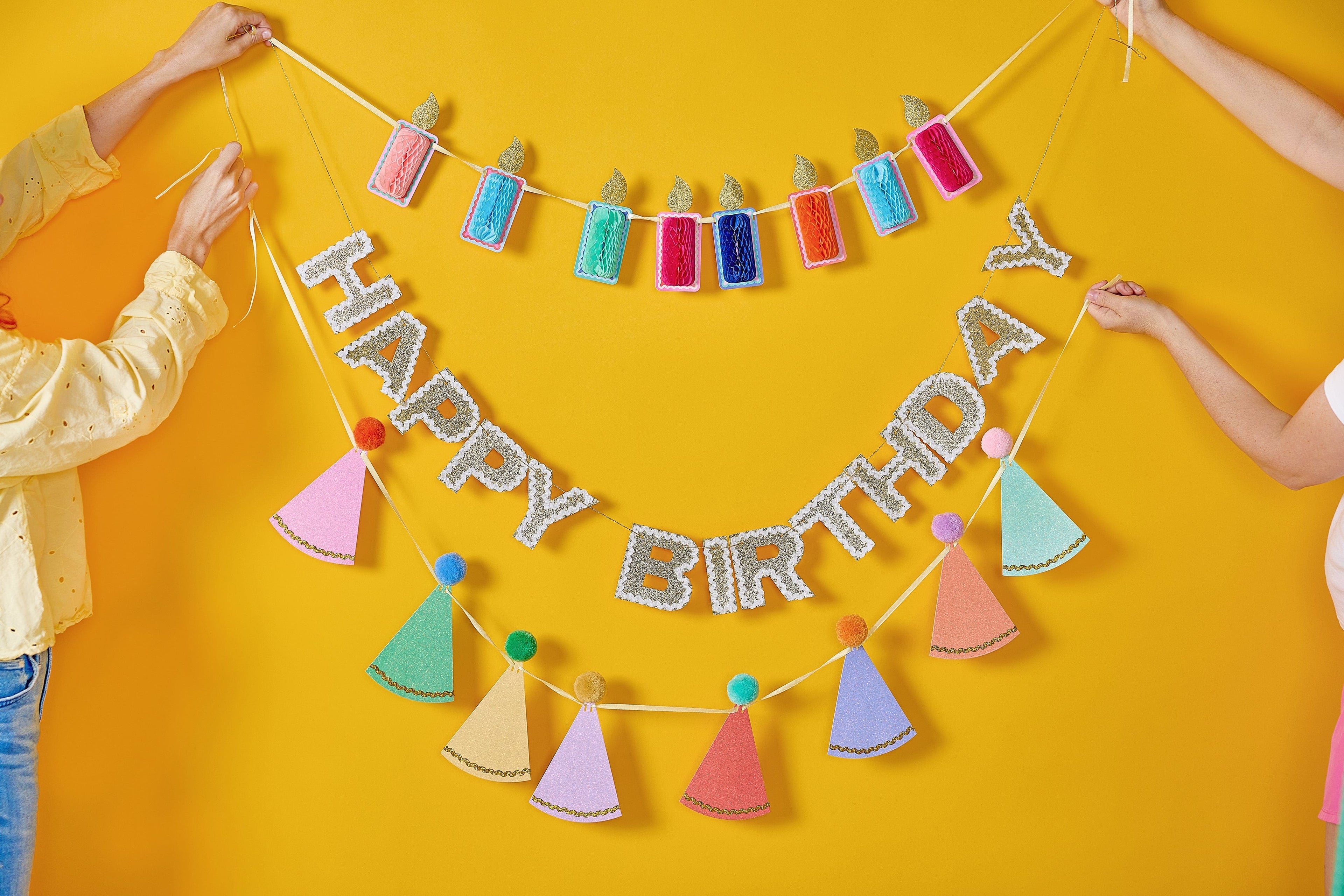 Pom Pom Party Hats Reusable Party Garland