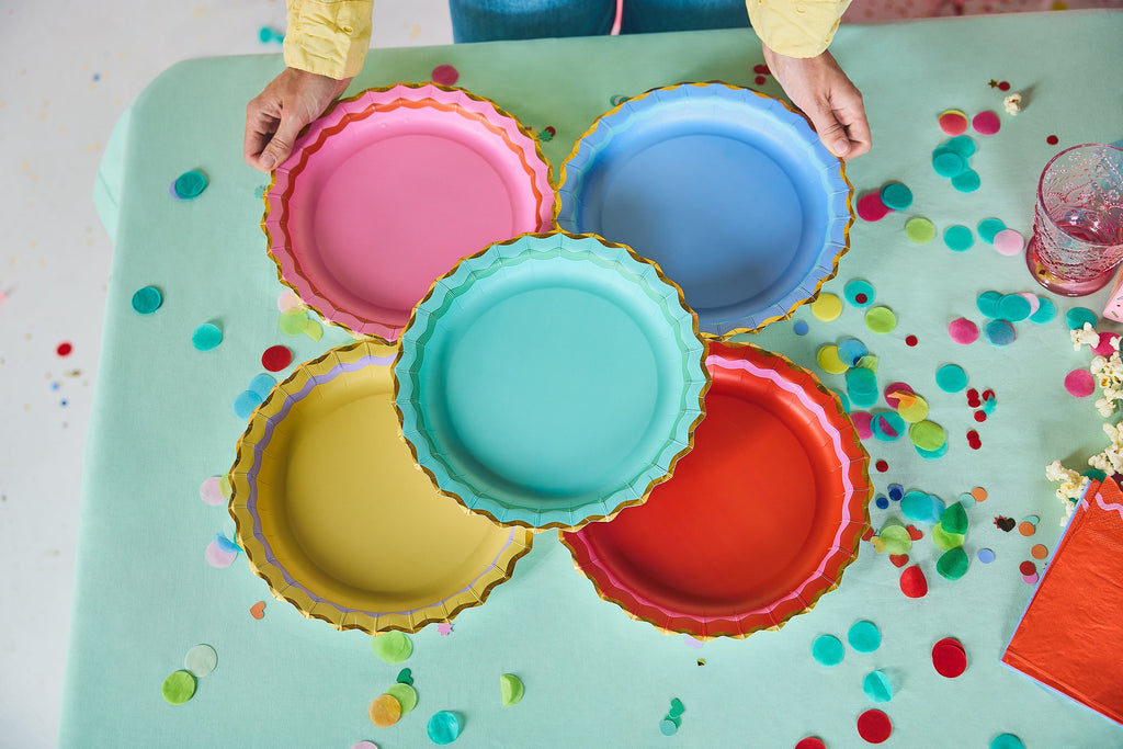 Rainbow Ric Rac Assorted Dinner Plates (10 count)