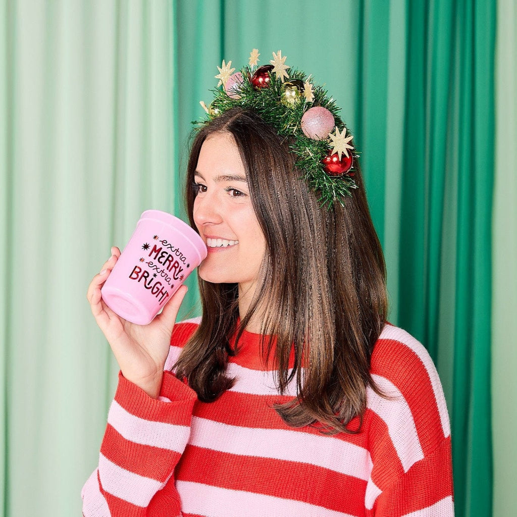Extra Merry & Bright Reusable Holiday Party Cups (set of 8)