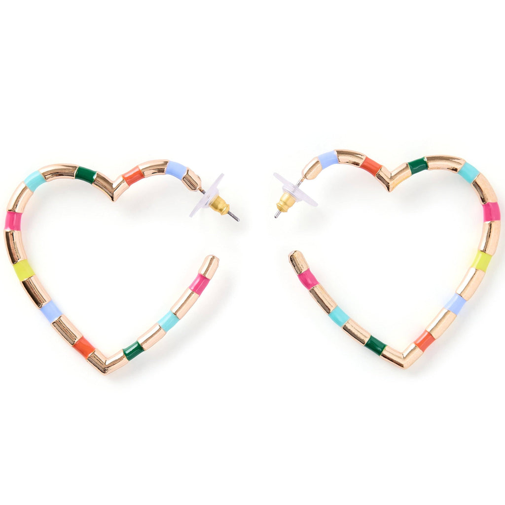 Rainbow Heart Hoop Earrings