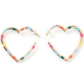 Rainbow Heart Hoop Earrings