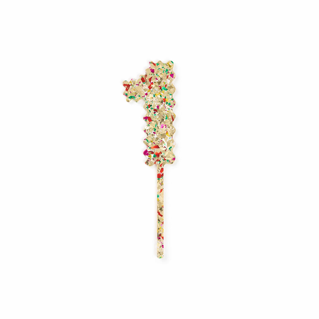 Gold Confetti Number Cake Toppers: 0-9