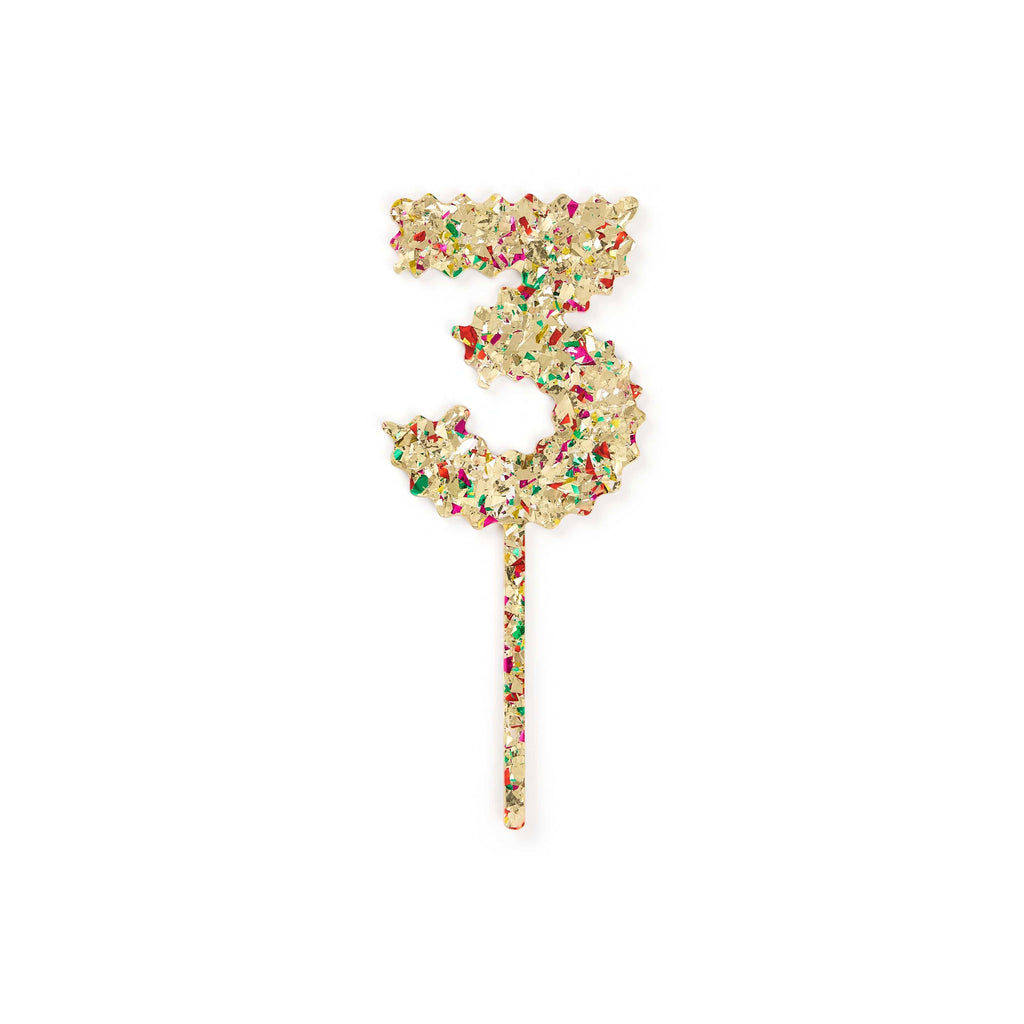 Gold Confetti Number Cake Toppers: 0-9