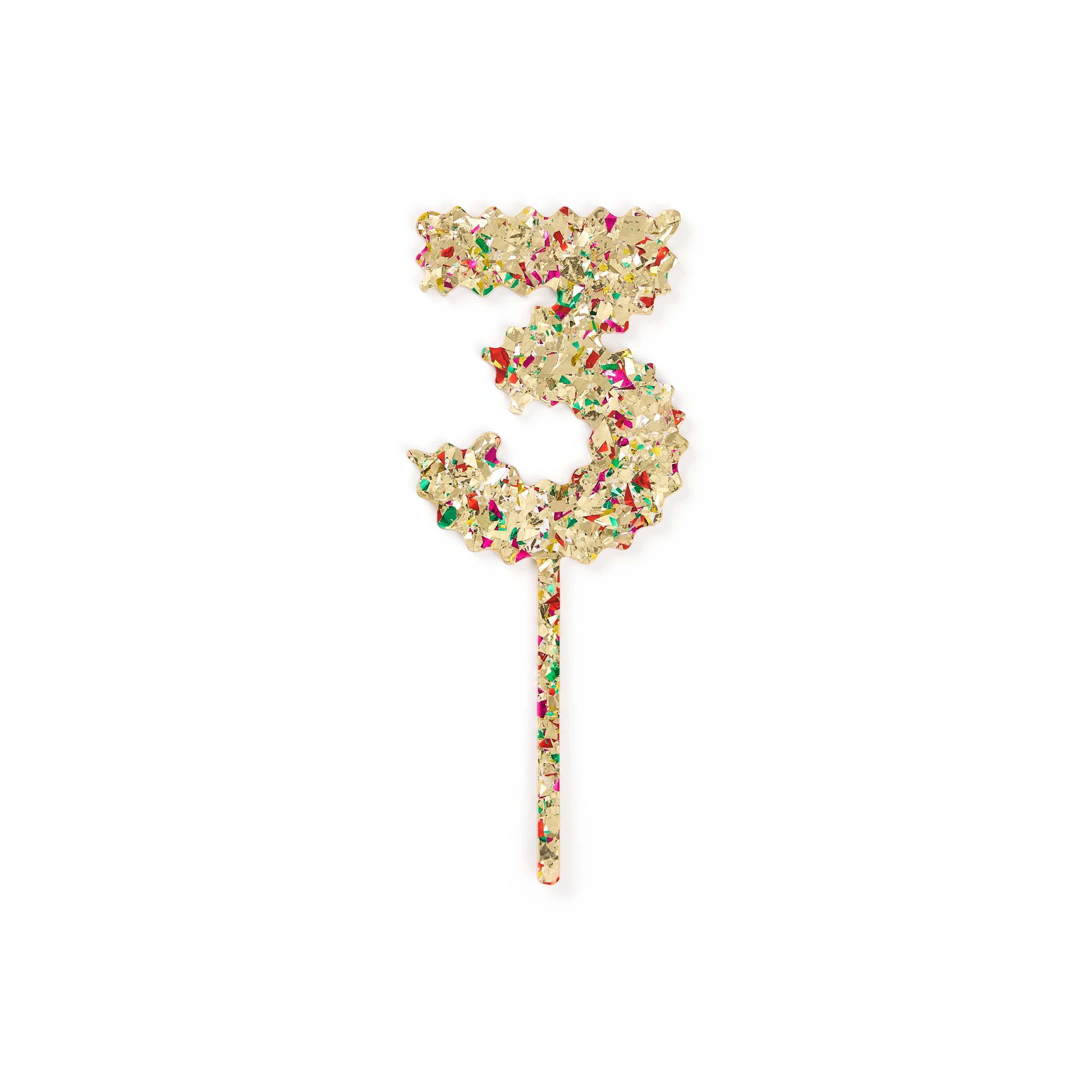 Gold Confetti Number Cake Toppers: 0-9