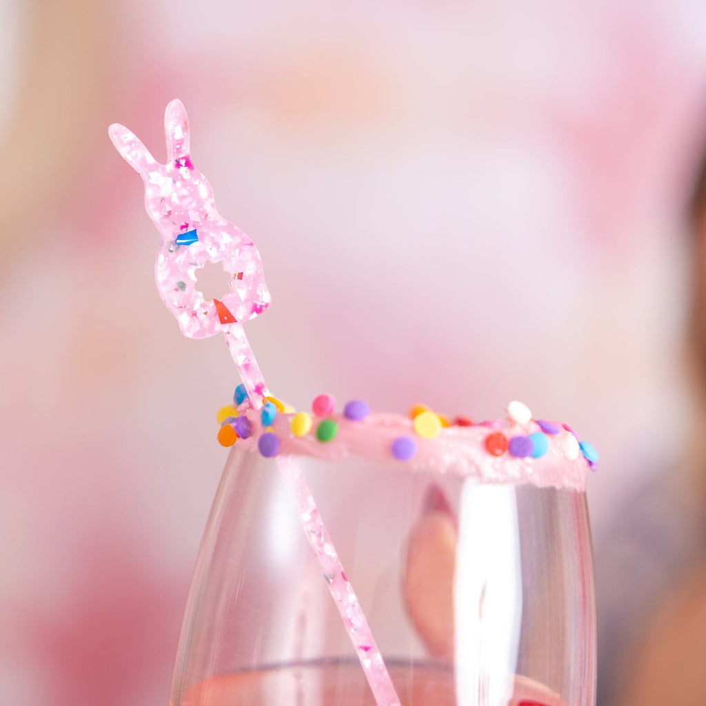 Confetti Bunny Acrylic Drink Stirrers (4 ct)