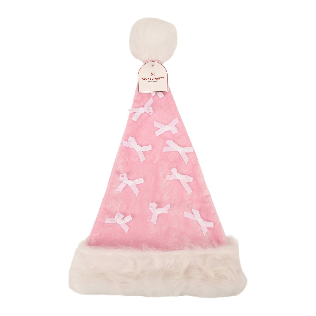 Pink Velvet & Bows Santa Hat