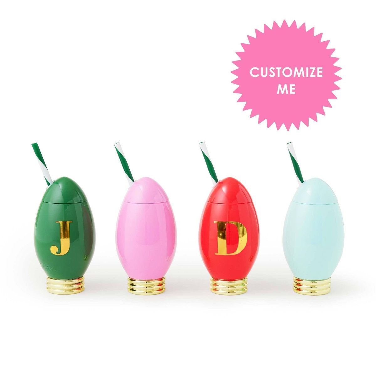 Customizable Holiday Christmas Light Sippers (Set of 4 or Set of 24)