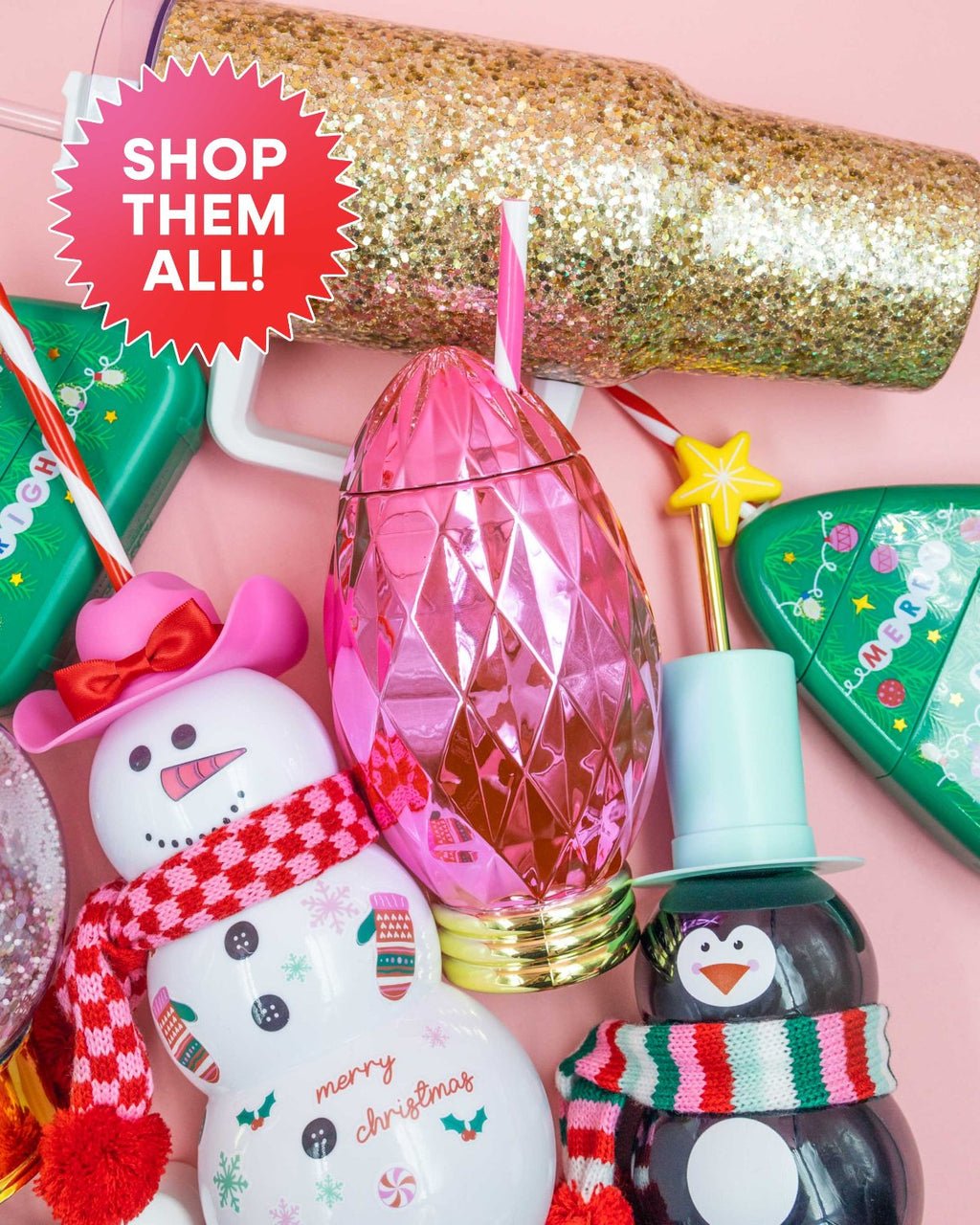 Pink Vintage Christmas Light Sipper