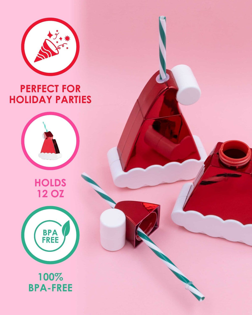 Santa Hat Sipper (set of 1, 6, or 12)
