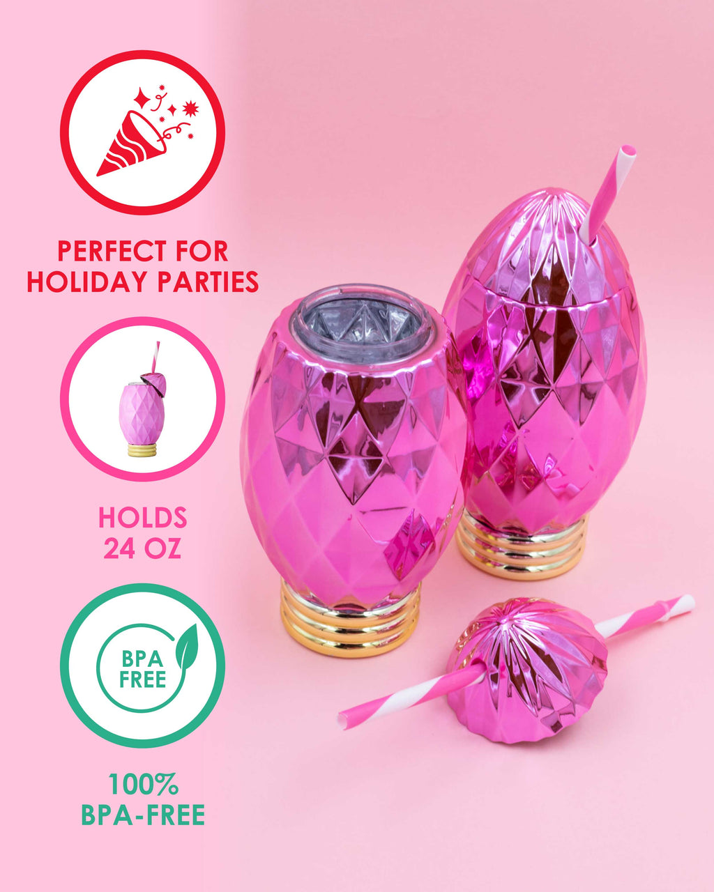 Pink Vintage Christmas Light Sipper
