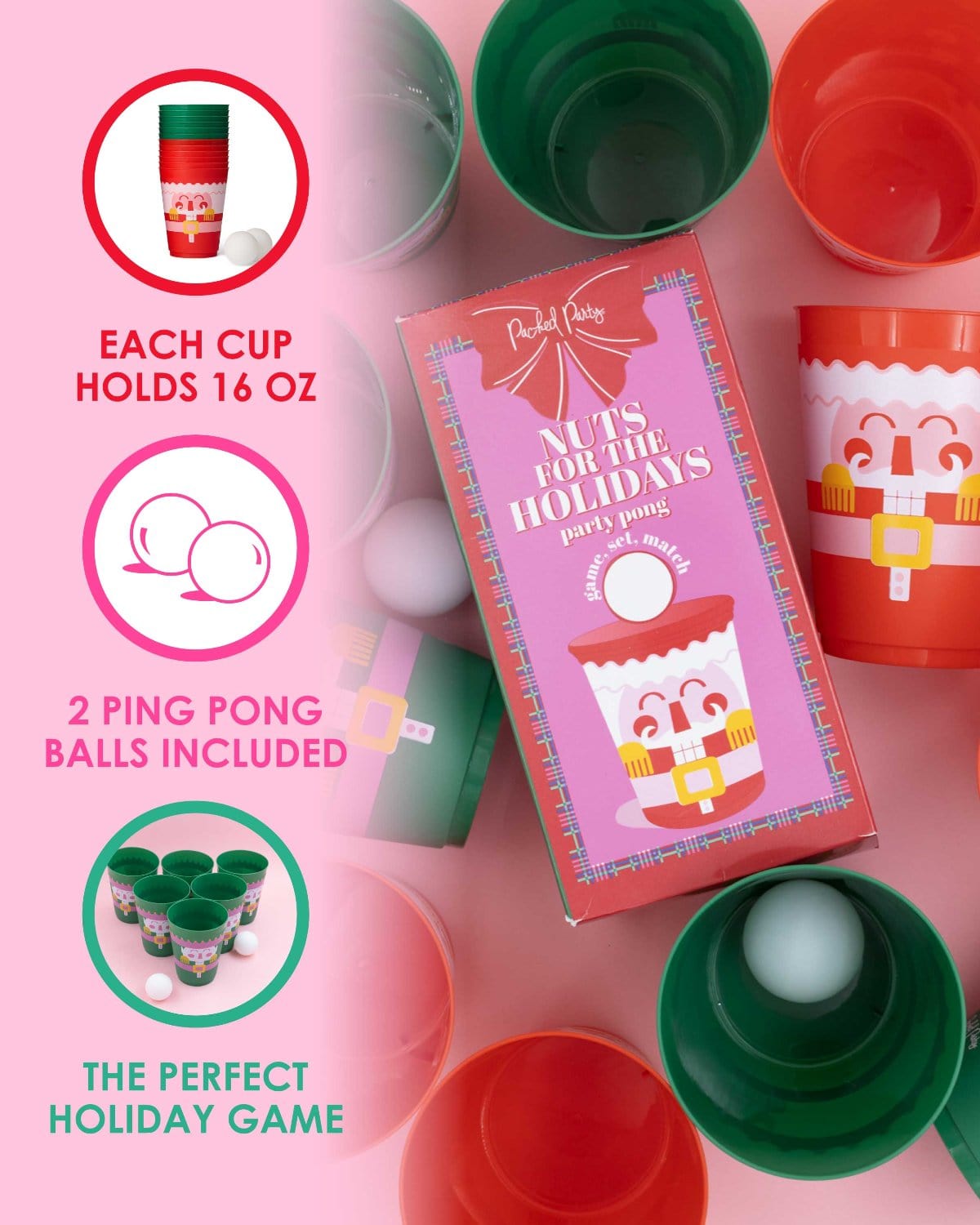 Christmas Holidays Nutcracker Pong Set (12ct cups)
