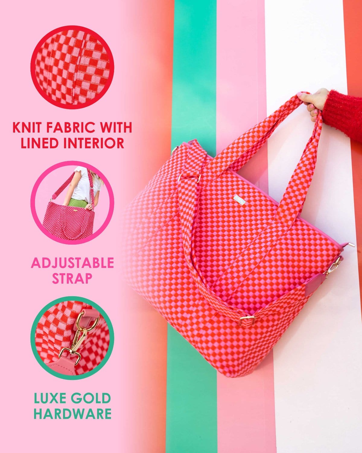 Checkered Weekender Duffel Bag