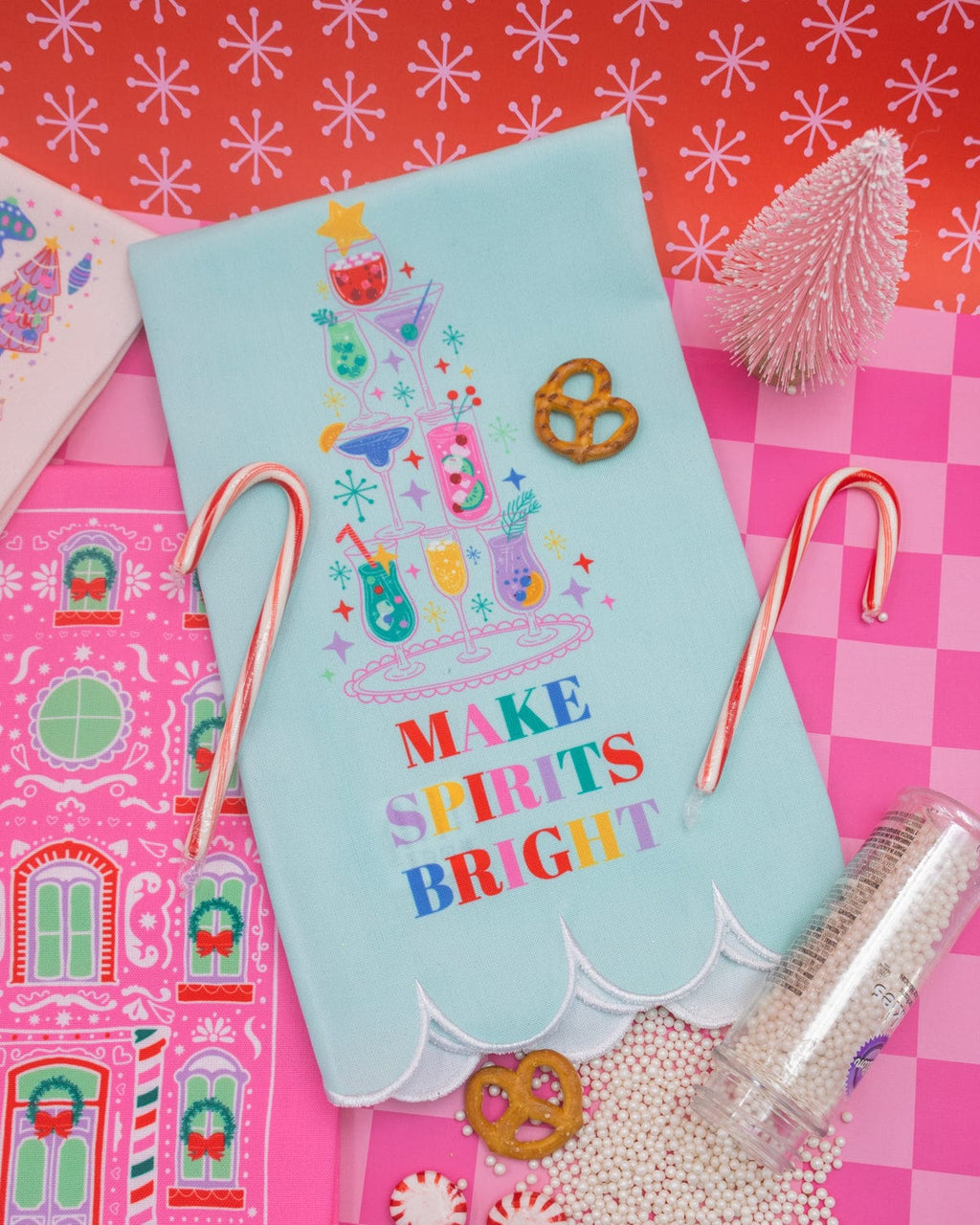 Make Spirits Bright Holiday Cotton Tea Towel