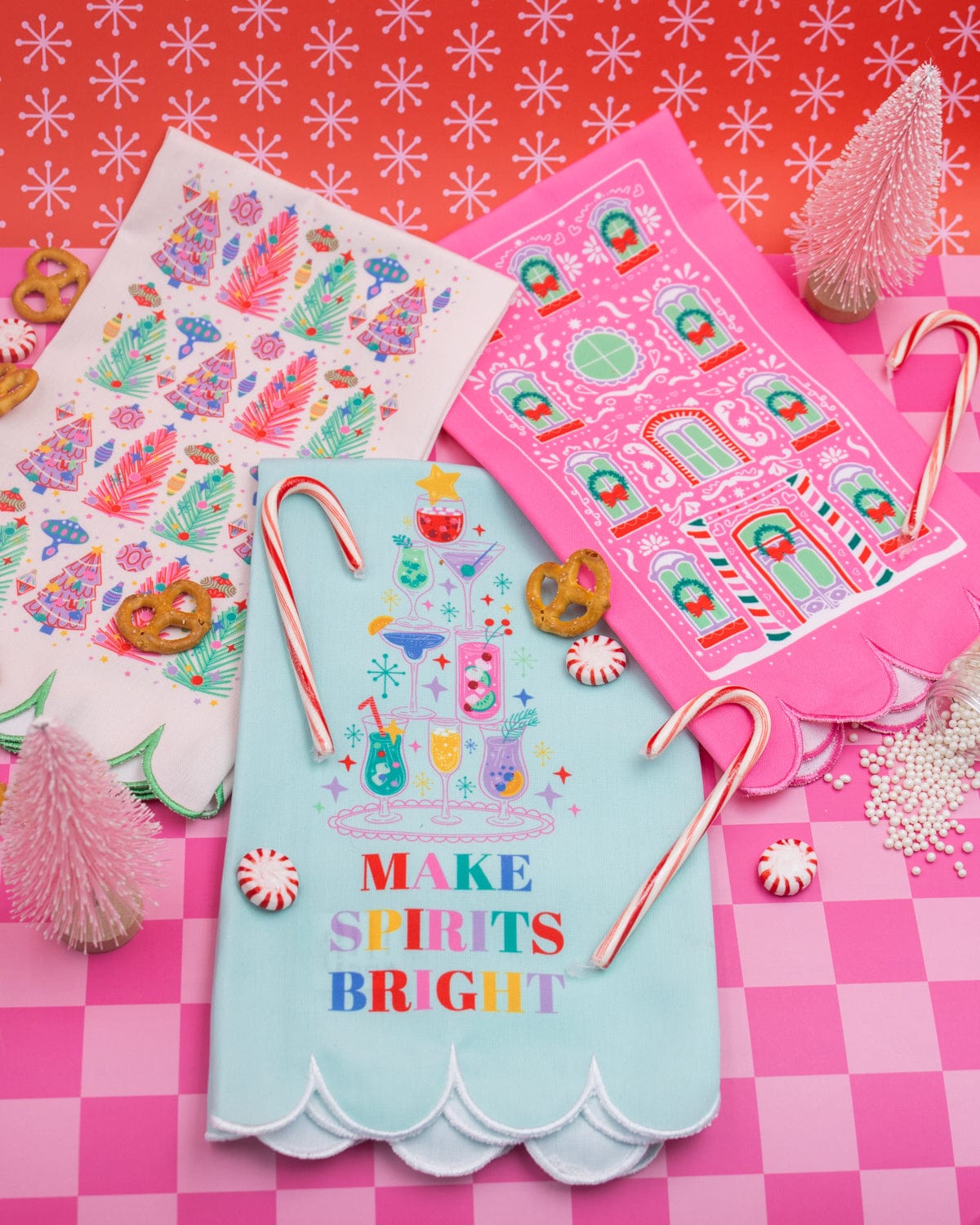 Make Spirits Bright Holiday Cotton Tea Towel