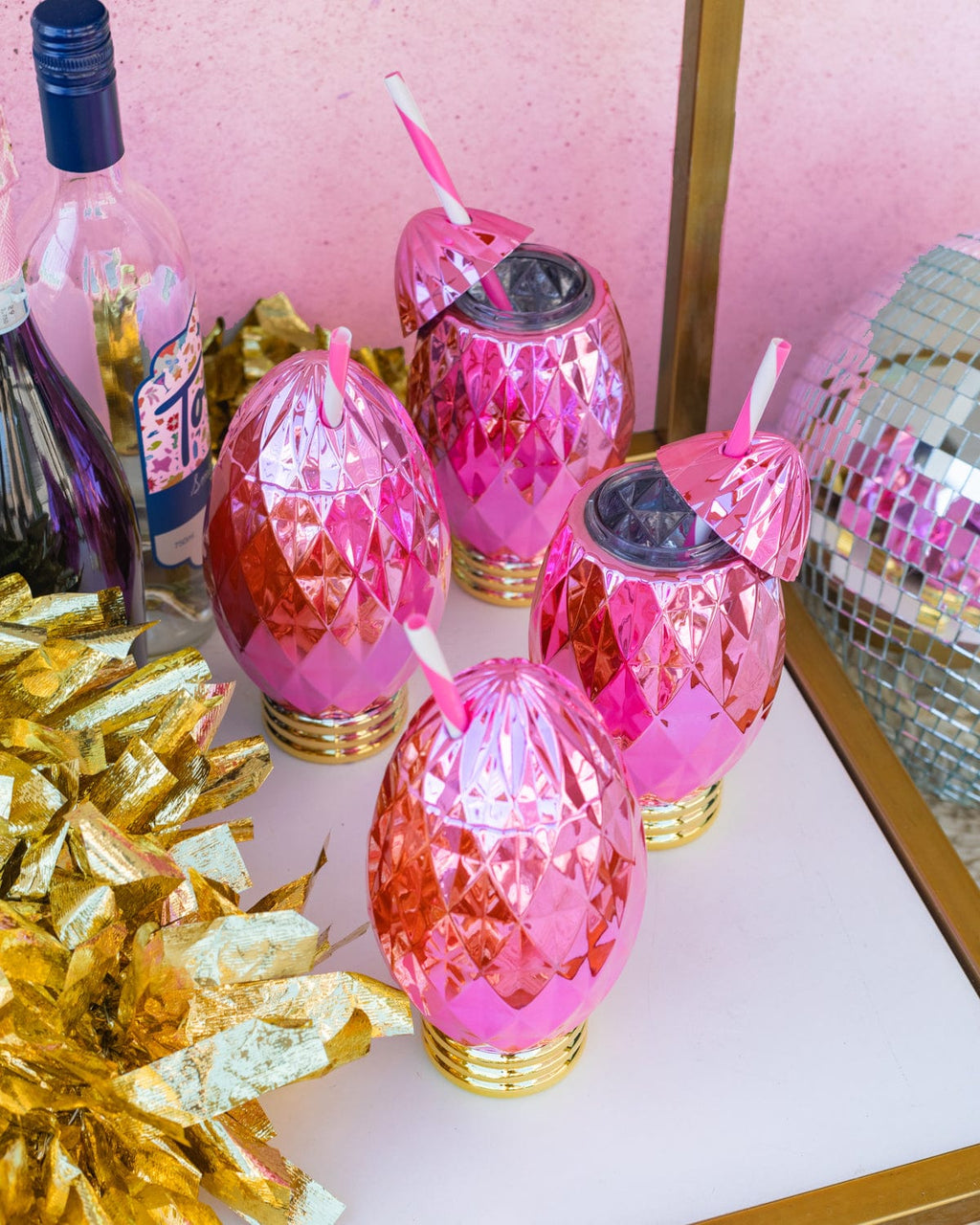 Pink Vintage Christmas Light Sipper