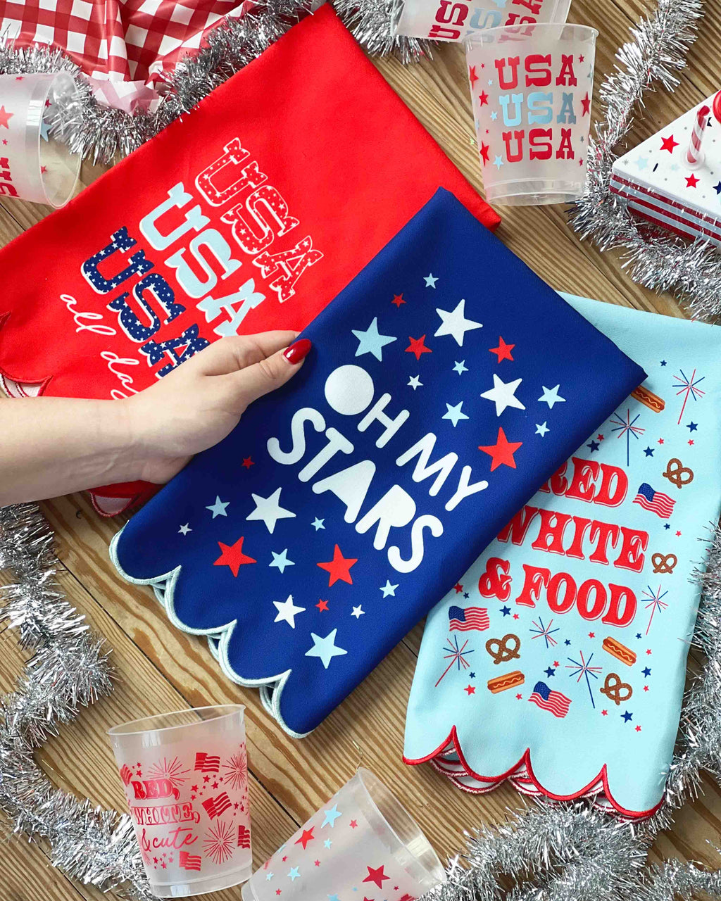 Oh My Stars Patriotic Cotton Tea Towel