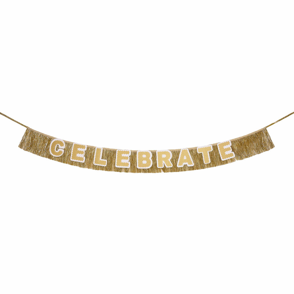 Customizable Gold Fringe Reusable Party Banner