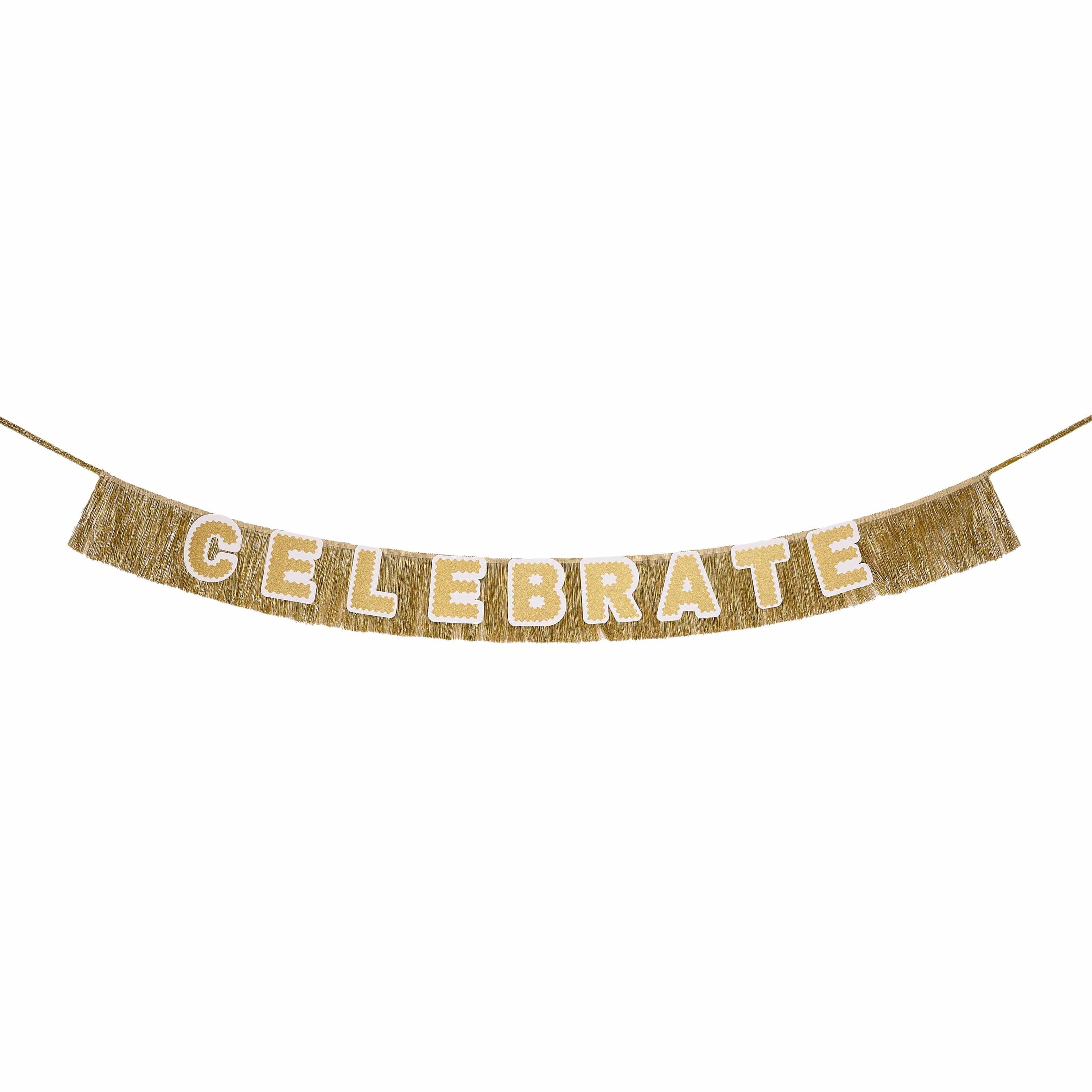 Customizable Gold Fringe Reusable Party Banner